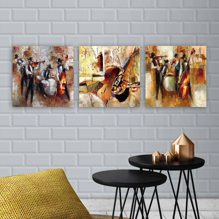 Wallity drprc9006 Conjunto de 3 Pinturas Decorativas en Lienzo Multicolor